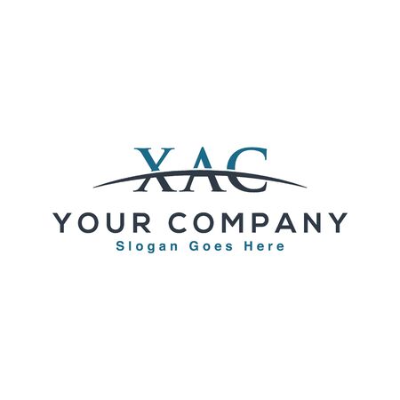 Initial letter XAC, overlapping movement swoosh horizon logo company design inspiration in blue and gray color vectorのイラスト素材