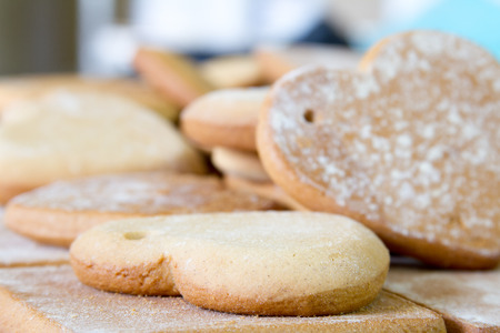 Delicious pastries, homemade cookies in the shape of heart.