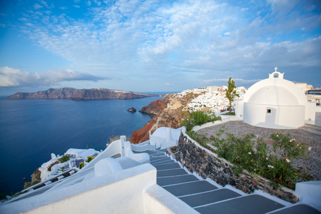 White architecture on Santorini island, Greece.の写真素材