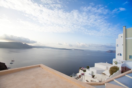 White architecture on Santorini island, Greece.の写真素材