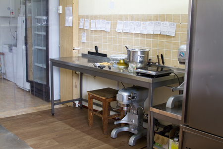 The process of making cakes, baking cakes, preparing to assemble the cake, selected focusの写真素材