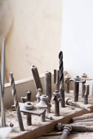 Closeup set of nozzles and heads for the drilling machine, selective focusの写真素材