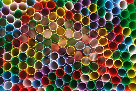 An abstract background from many multi-color tubules for a cocktail, selective focusの写真素材