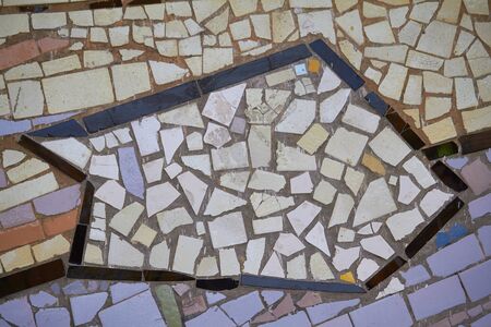 An abstract element of multicolored ceramic mosaic, selective focus.の写真素材