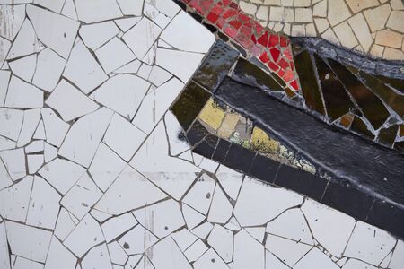 An abstract element of multicolored ceramic mosaic, selective focus.の写真素材