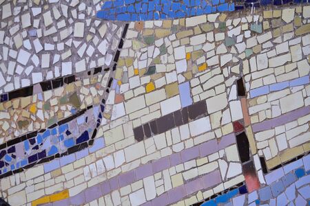 An abstract element of multicolored ceramic mosaic, selective focus.の写真素材