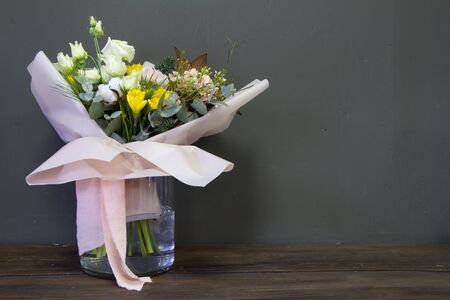 The original bouquet in vintage style on dark background, selective focusの写真素材