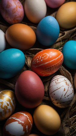 Easter painted eggs. Minimalism. Concept.の素材