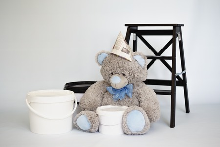 Gray teddy bear paintsの写真素材