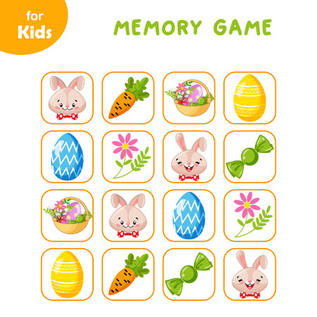 Mini games for children. Memory game, pictures. Easter. Education Seriesのイラスト素材