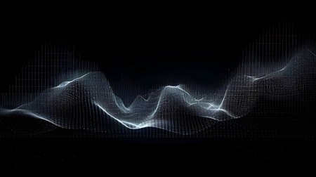 abstract blue digital equalizer, sound wave template element illustration. Generative AI content,の素材