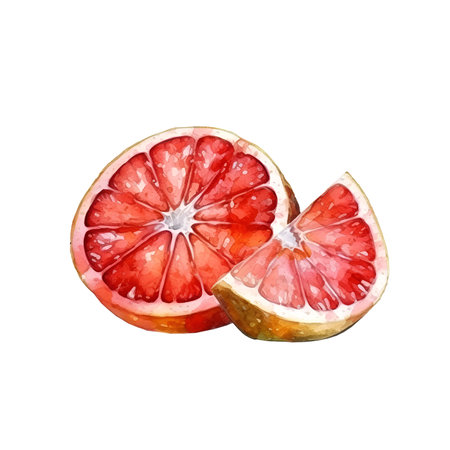 Hand drawn watercolor fruits isolated on white background of red grapefruit, watercolor. sketch imageの素材