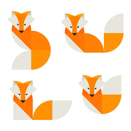 fox icon logo vector design template set