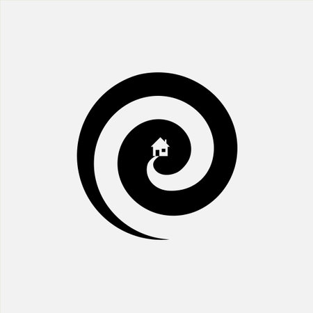 spiral and house logo icon vector design templateのイラスト素材