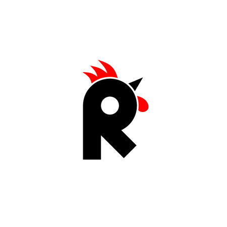 Letter R and Rooster logo combination design vectorのイラスト素材