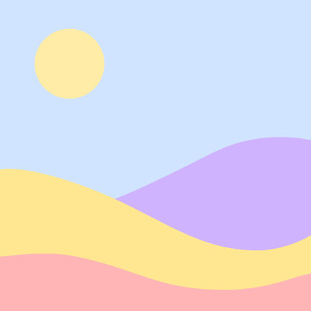 illustration of sun and hill with pastel color.のイラスト素材