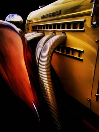 Vintage classic view of an old supercharged car