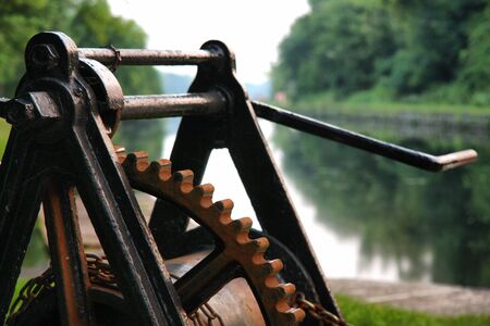 Lockmasters control on Rideau canal, Ontarioの写真素材