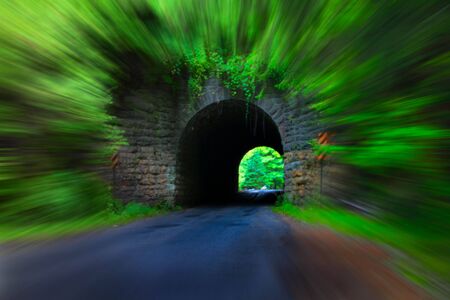 Old road tunnel with motion blur effesct の写真素材