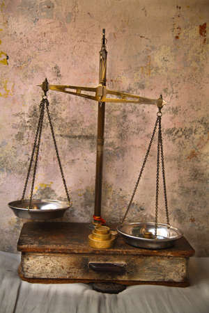 Antique scale used for retail weight measurementsの写真素材