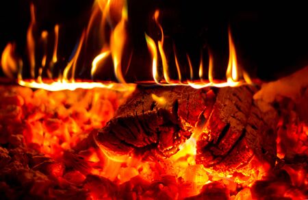 Fire flame wood burning in a wood stove