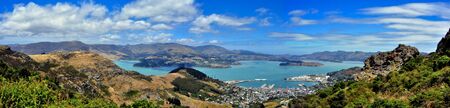 Panorama of Lyttleton Scenic Reserve and Lyttleton Harbor. New Zealand