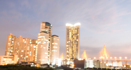 Skyscrapers - office buildings in downtown  at night defocus backgroundの写真素材