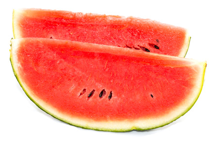 Slice watermelon red On a white backgroundの写真素材
