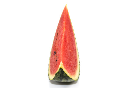 Watermelon red slice isolated on white backgroundの写真素材