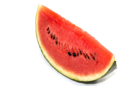 Watermelon red slice isolated on white backgroundの写真素材