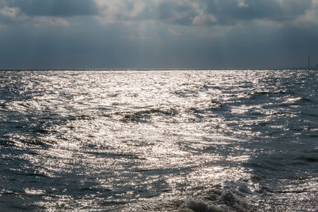 Sea  dark in backlit for backgroundの写真素材