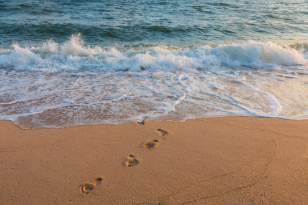 Footprints in the Sand for backgroundの写真素材