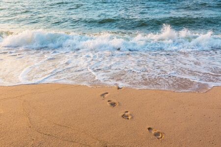 Footprints in the Sand for backgroundの写真素材