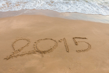 Year 2015 on the beach for backgroundの写真素材