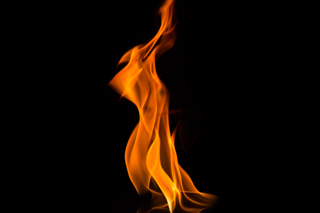 Flame on black backgroundの写真素材