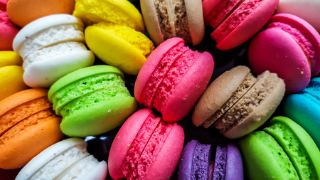 Macaroon colorful blackgroundの写真素材