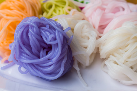 Colorful rice vermicelli made in thailandの写真素材