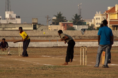 Indian Cricket Grounds placed across the schoolのeditorial素材