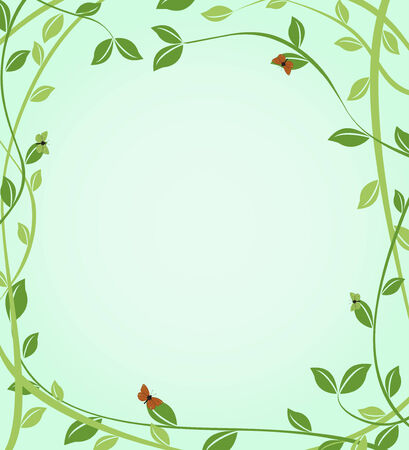 Vector floral background with green vegetation  のイラスト素材