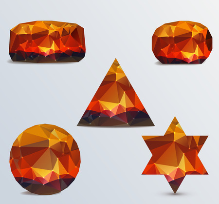 Geometric shapes  Set of luminous rubiesのイラスト素材