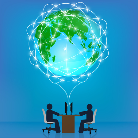 Globe network connection  Template, infographics, business conceptのイラスト素材