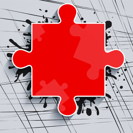 Red puzzle piece in the bright spot of paint  Business conceptのイラスト素材