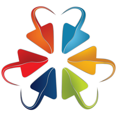 Set of colorful arrows with a rounded endのイラスト素材