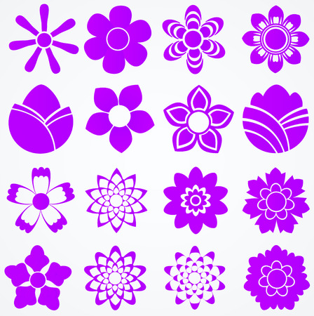Set of flowers  Floral vector iconsのイラスト素材