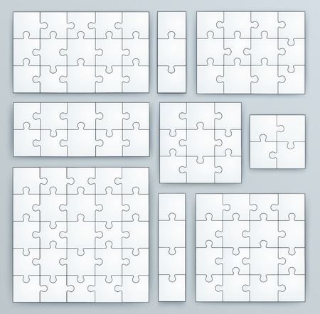 Jigsaw Puzzle Templates  Set of puzzle 15, 3, 12, 10, 9, 4, 16, 25 piecesのイラスト素材