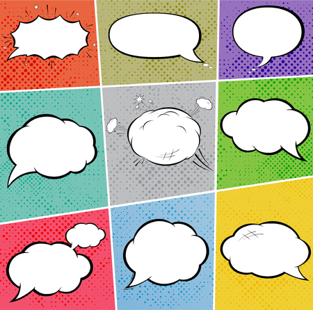Cosmic speech bubbles, explosions, paper designのイラスト素材