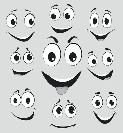 Facial expressions, cartoon face emotions のイラスト素材