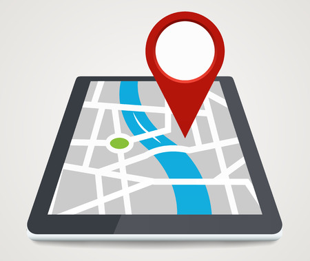  Mobile phone with pointer on screen, gps concept in flat styleのイラスト素材