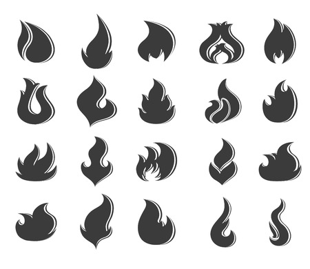 Fire flames, set on white backgroundのイラスト素材