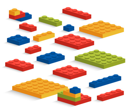Set of plastic toy pieces or constructorのイラスト素材